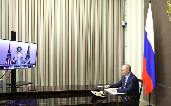 ABD Başkanı Joe Biden ve Rusya Devlet Başkanı Vladimir Putin video konferans yoluyla görüştü. Fotoğraf: AA